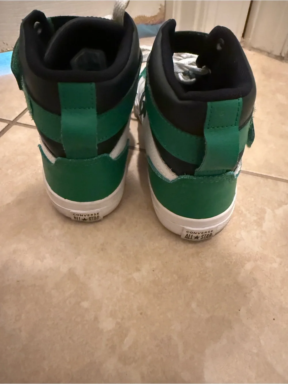 Converse Kids' High-Top Sneakers in Green, Black & White 5.5